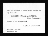 Dankbericht i.v.m. overlijden G.J. MG (1947)